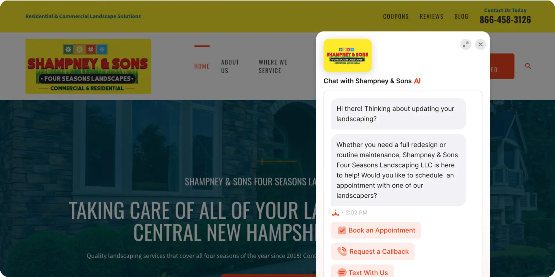 landscaping website with chat module