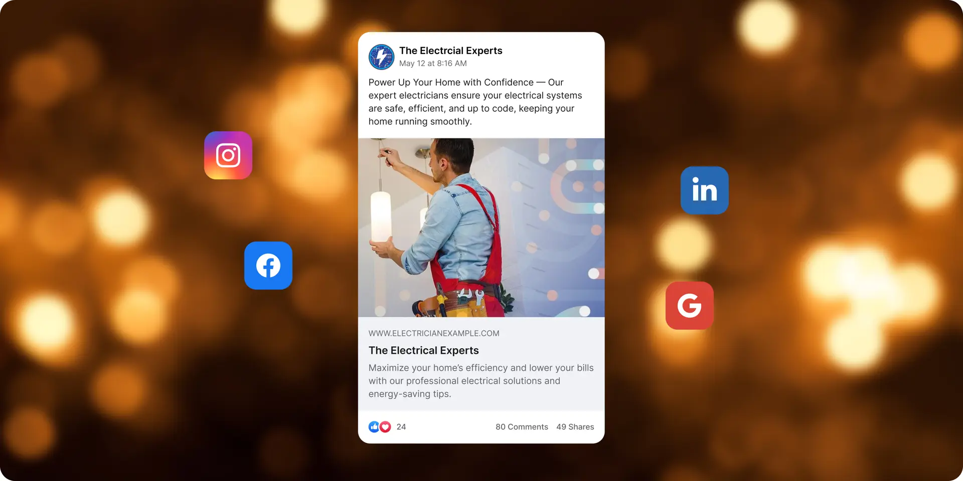 Social media post example from The Electrical Experts