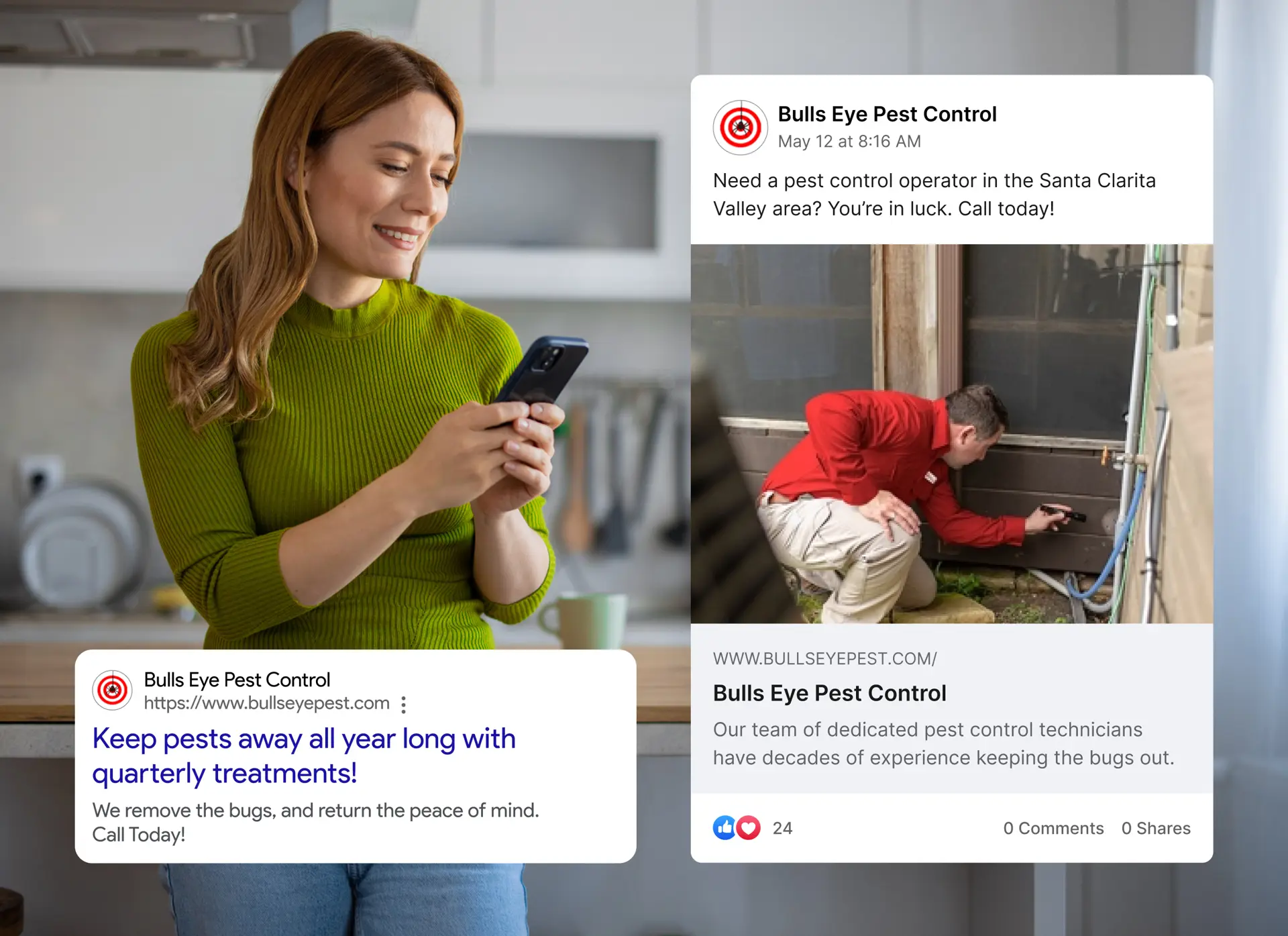 Woman searching for quarterly pest control treatments